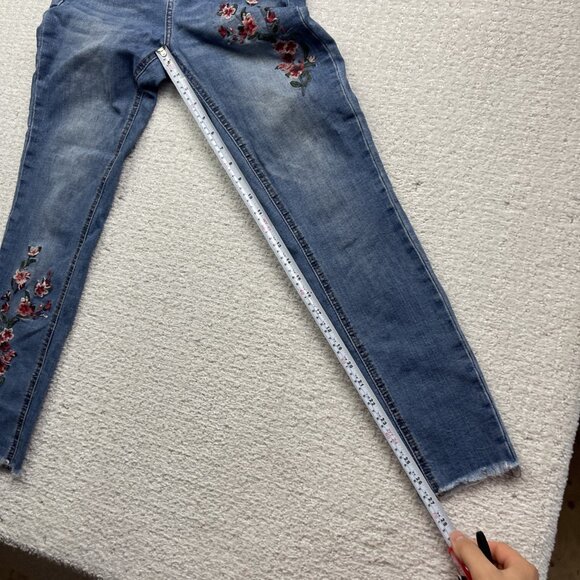 Streetwear Society Skinny High Rise Floral Embroidery Jeans Wom Sz 5 Blue Denim - Picture 9 of 12